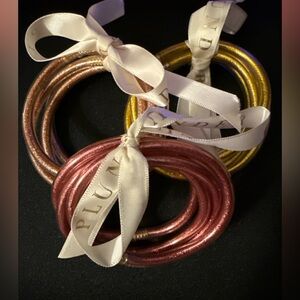 Plunder Metallic Stacking Bangle Set in Rose, Copper, and Gold NIB